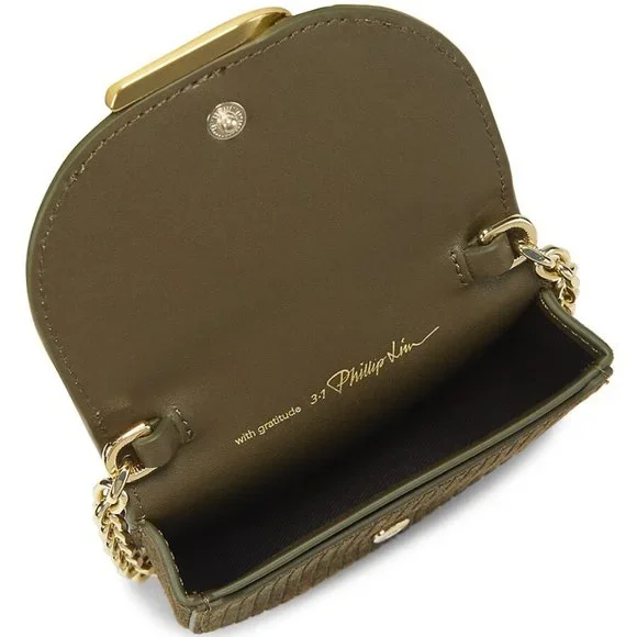 3.1 Phillip Lim Mini Alix Green Leather Card Case On Chain